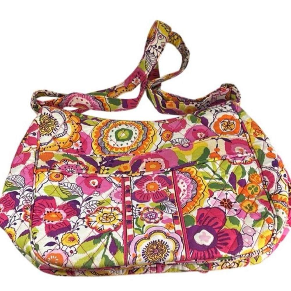 Vera Bradley Pink and Green Floral Shoulder Bag